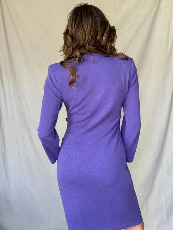 80s Purple Bodycon Heart Breaker Dress - Picture 13 of 15
